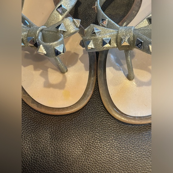 Valentino Rockstud sandals flats silver clear size 41 which is a US 10 damaged - Picture 6 of 6